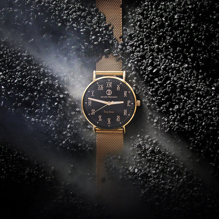 Ge'ez Lady Elegance's 5 ATM Quartz Watch (Black Face/ Rose Gold strap chain)