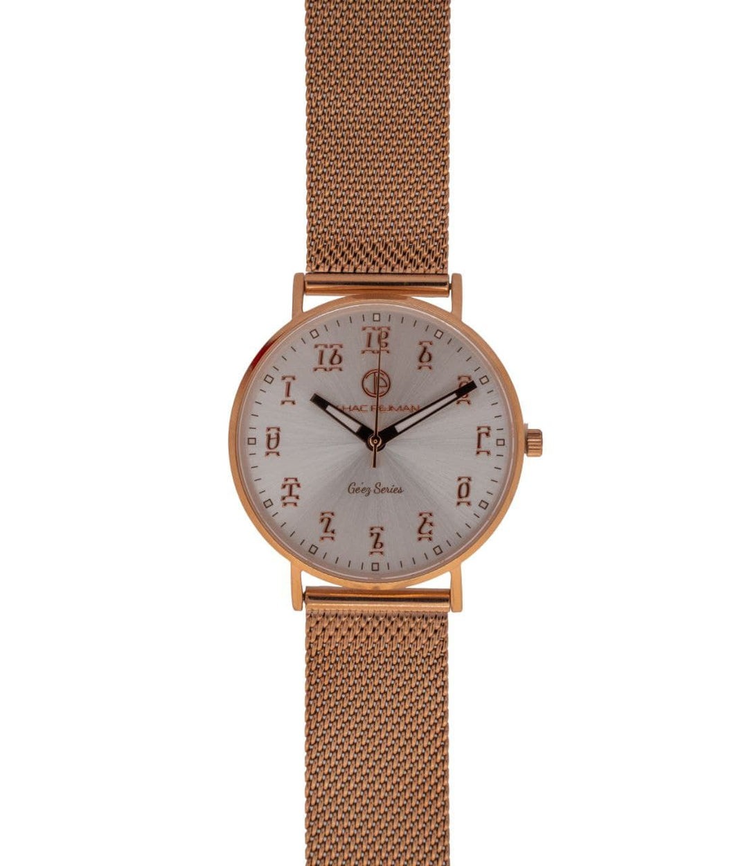 Ge'ez Lady Elegance's 5 ATM Quartz Watch (Metallic Silver Face/ Rose Gold strap Chain