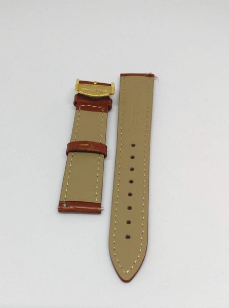 Genuine Italian Leather Strap, 18mm, Gold Buckle, Light Brown