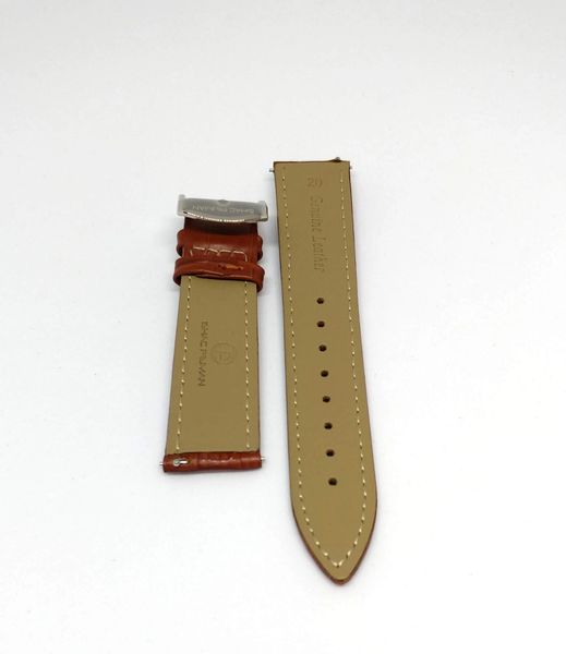 Genuine Italian Leather Strap, 20mm, Silver Buckle, Light Brown