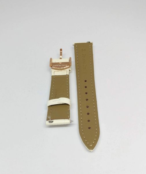 Genuine Italian Leather Strap, 18mm, Rose Gold Buckle, White