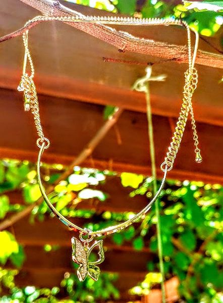 Lady Butterfly Band, Rose Gold plated over Stainless Steel Zircon crystals