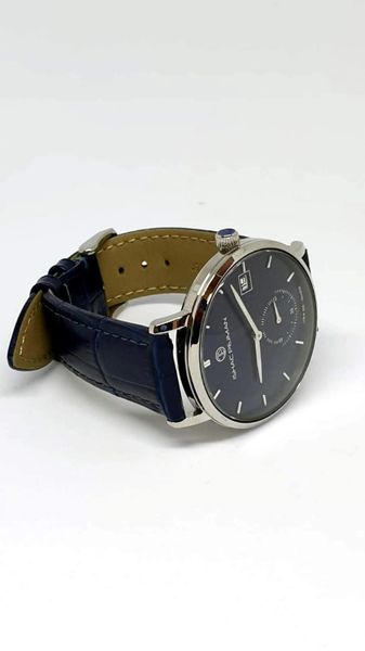 Genuine Italian Leather Strap, 20mm, Silver Buckle, Blue Strap