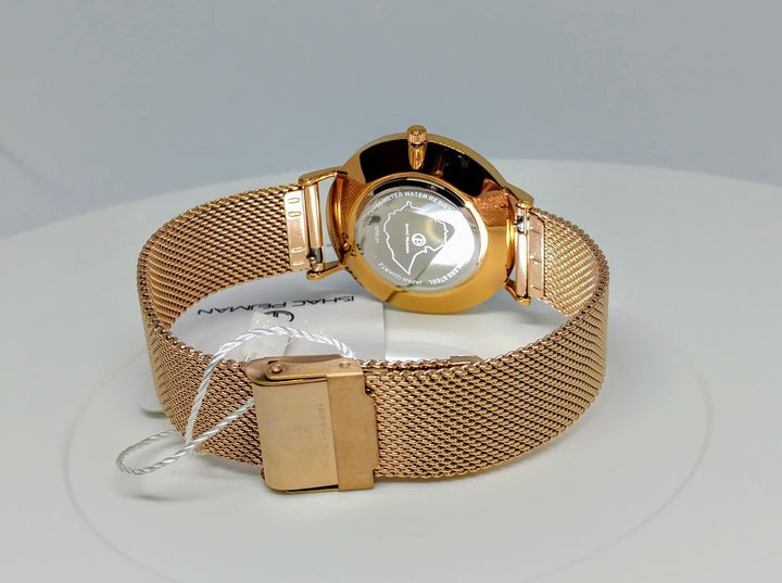 Ge'ez Lady Elegance's 5 ATM Quartz Watch (Metallic Silver Face/ Rose Gold strap Chain