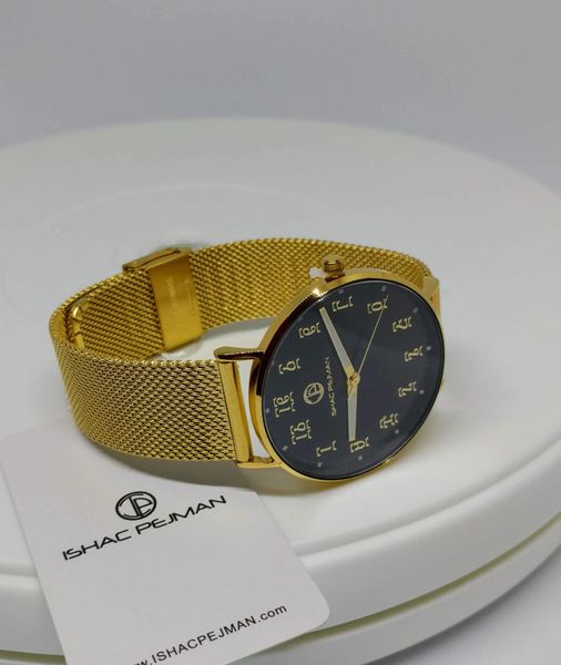Ge'ez Gentleman's 5 ATM Quartz Watch (Black Face/ Yellow Gold Strap chain)