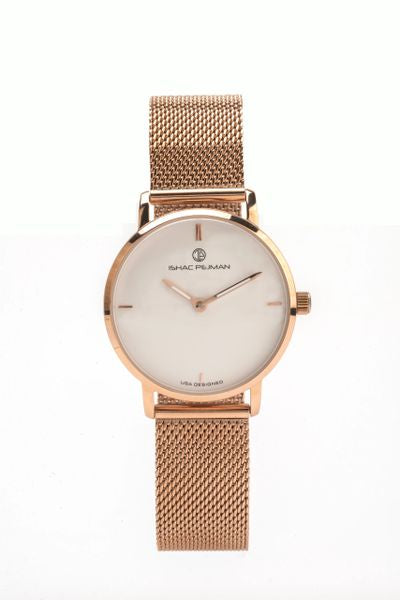 Lady Elegance's 5 ATM All Stainless Steel Japan Quartz Watch (White Face with Rose Gold Plating Band