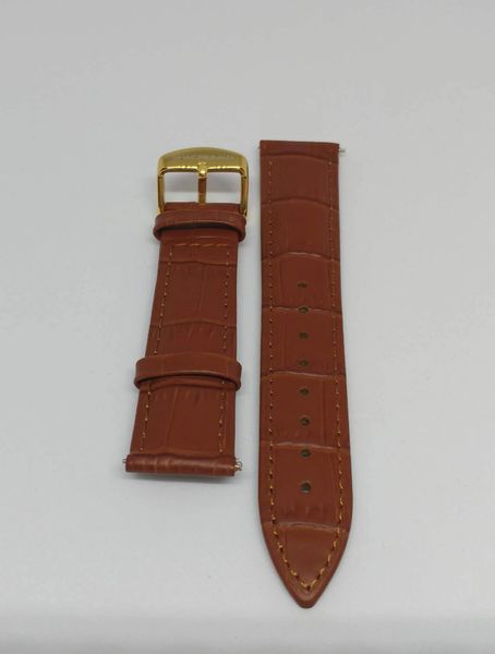 Genuine Italian Leather Strap, 18mm, Gold Buckle, Light Brown