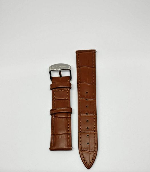 Genuine Italian Leather Strap,18mm , Silver Buckle, Light Brown