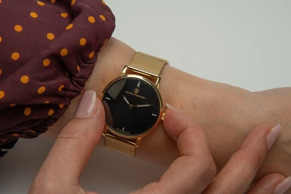 Lady Elegance's 5 ATM All Stainless Steel Japan Quartz Watch Black Face