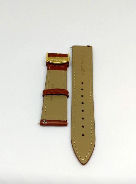 Genuine Italian Leather Strap, 20mm, Gold Buckle, Light Brown