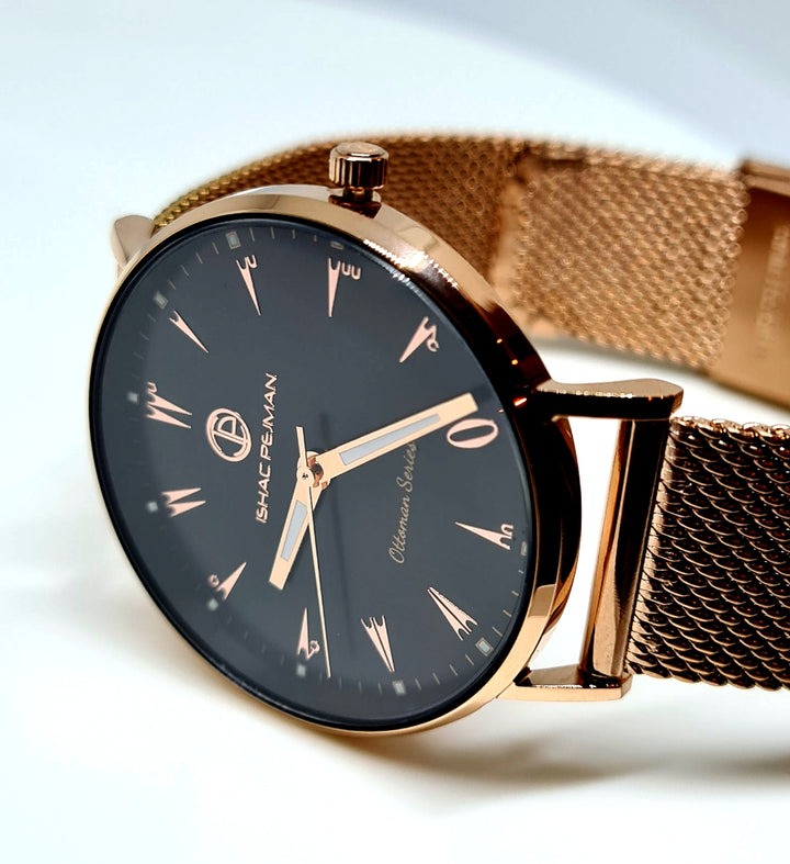 Ottoman Lady Elegance's 5 ATM All Stainless Steel Japan Quartz Watch Rose Gold Case Black Dial
