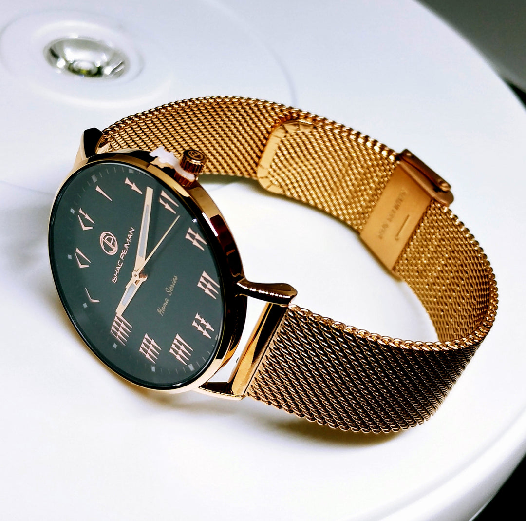 Persian Lady Elegance's 5 ATM All Stainless Steel Japan Quartz Watch Rose Gold Case Black Dial