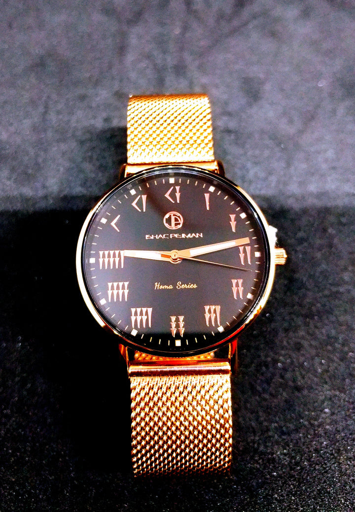 Persian Lady Elegance's 5 ATM All Stainless Steel Japan Quartz Watch Rose Gold Case Black Dial