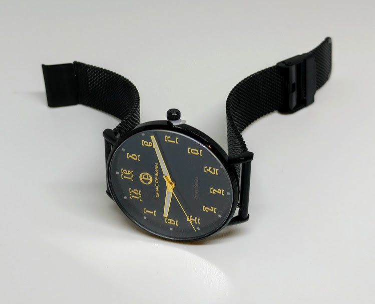 Ge'ez Gentleman's 5 ATM Quartz Watch (Black Face/ Black Strap chain)