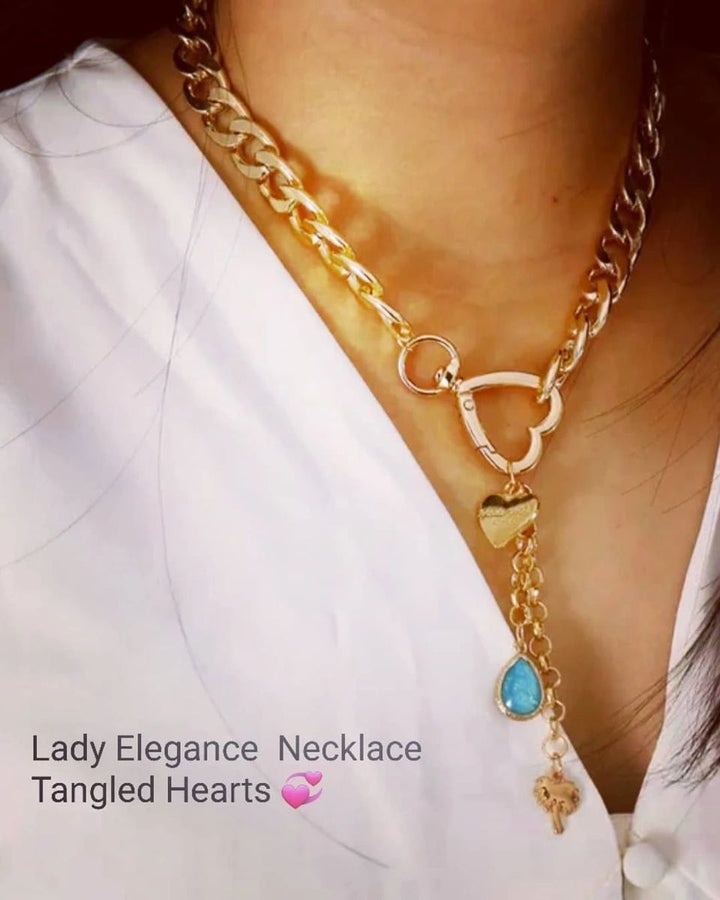 Lady Elegance Necklace, Tangled Hearts, Color GOLD