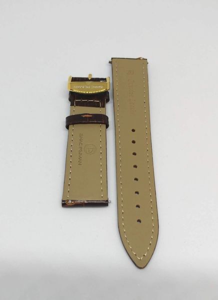 Genuine Italian Leather Strap, 20mm, Gold Buckle, Brown