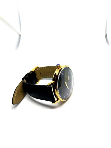 Genuine Italian Leather Strap, 20mm, Gold Buckle, Black